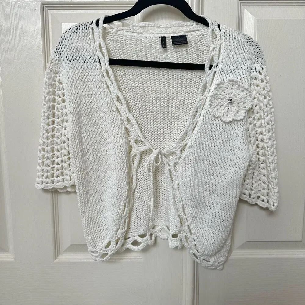 Etoile cream crochet crop sweater